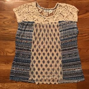Sheer Patterned Sleeveless Blouse